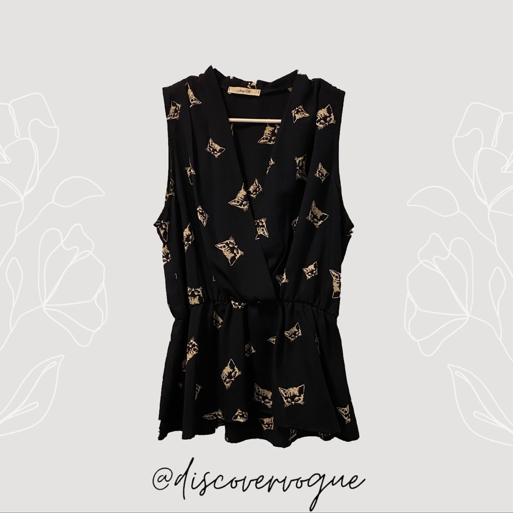 Cat Print Wrap Tank
